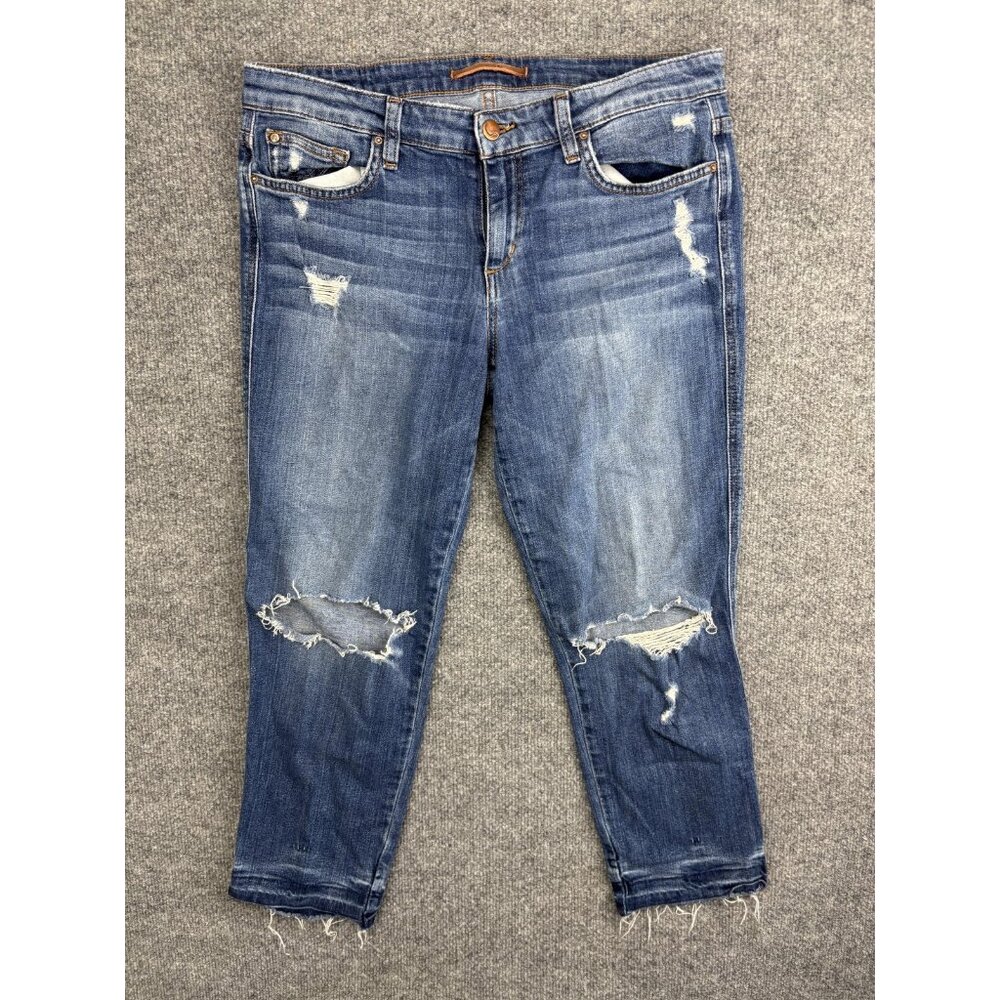Joe's Jeans The Ex-Lover Straight Crop Womens 29 Blue Distressed Boyfriend Denim